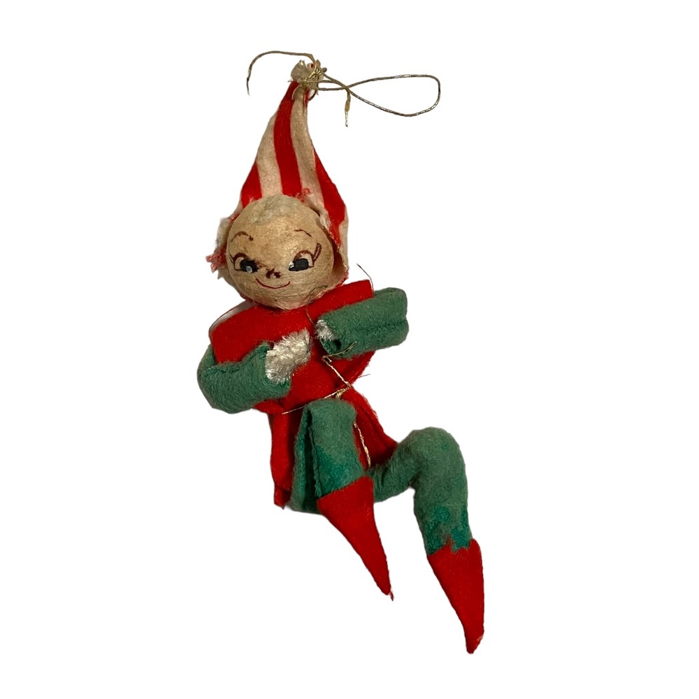 Vintage Felt Pixie Elf Christmas Ornament